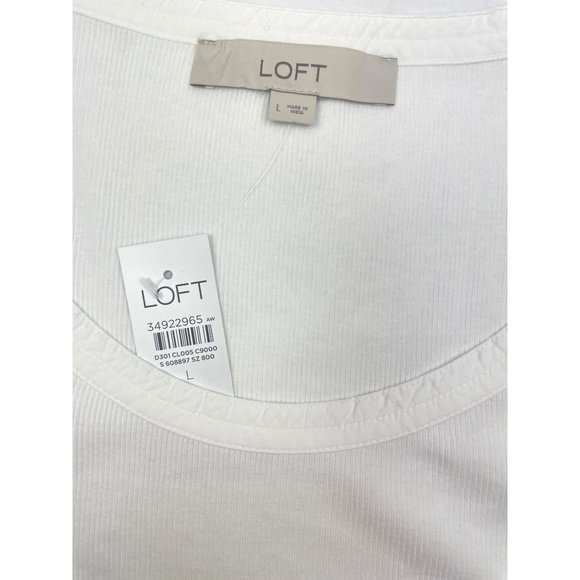 LOFT Women Puff Sleeve Mixed Media Top Large - Picture 7 of 15